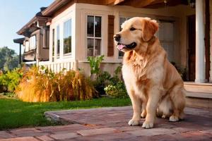 une chien avec une maison dans le Contexte photo