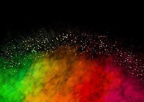 abstrait multicolore poudre explosion sur noir Contexte photo