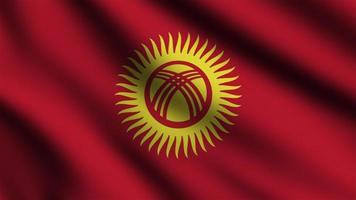 drapeau du kirghizistan agitant au vent avec un arrière-plan de style 3d photo