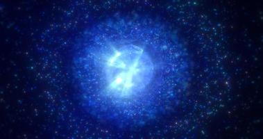lumière bleue brillante futuriste abstraite ronde étoile cosmique de l'énergie magique de haute technologie sur fond de galaxie spatiale. fond abstrait photo
