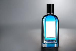 bleu bouteille parfum maquette produit studio coup isolé. photo