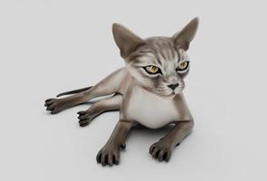 animal de compagnie chat minimal 3d illustration sur blanc Contexte. photo