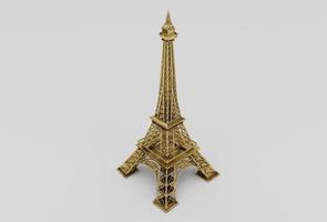 d'or Eiffel la tour minimal 3d illustration sur blanc Contexte. photo