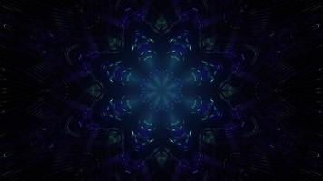 Illustration 3D du motif kaléidoscope néon dans l'obscurité photo