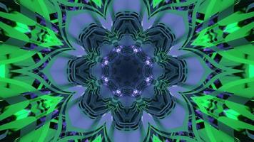 illustration 3d de motif kaléidoscope de fleurs lumineuses photo