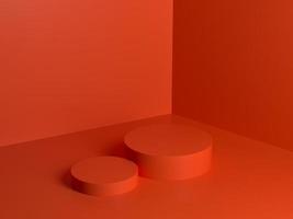 rouge Orange podium abstrait composition pour produit présentation haute angle 3d rendre 3d illustration photo