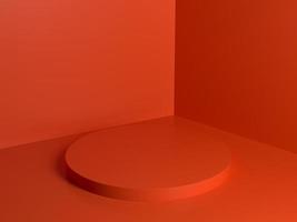 rouge Orange podium abstrait composition pour produit présentation haute angle 3d rendre 3d illustration photo