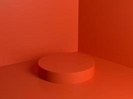 rouge Orange podium abstrait composition pour produit présentation haute angle 3d rendre 3d illustration photo