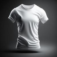 T-shirt maquette. blanc Vide T-shirt de face vues. Masculin vêtements portant clair attrayant vêtements T-shirt des modèles modèle. photo