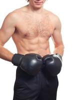 homme boxeur avec noir boxe gants photo