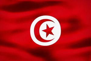 Illustration 3d d'un drapeau tunisien - drapeau en tissu ondulant réaliste photo