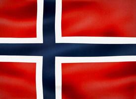 Illustration 3d d'un drapeau norvégien - drapeau en tissu ondulant réaliste photo