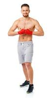 athlétique attrayant homme portant boxe Contexte photo