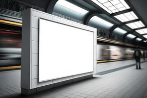 gros LED Vide blanc écran moquer en haut affiché à souterrain station pour publicité espace photo