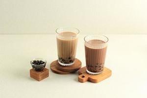Taïwan Lait bulle boba thé avec Chocolat et mocca saveur photo