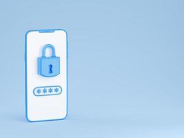 personnel Les données sécurise 3d rendre - cadenas et mot de passe champ sur mobile téléphone filtrer. photo