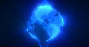 planète bleue abstraite terre tournant avec des particules de haute technologie futuristes énergie magique rougeoyante lumineuse, arrière-plan abstrait photo