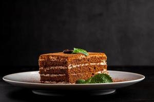 tiramisu dessert italien sur fond sombre. photo