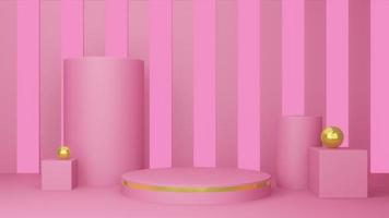 abstrait rose 3d Contexte avec réaliste cylindre piédestal podium. pastel minimal mur scène maquette produit afficher. photo