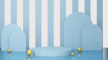 abstrait bleu 3d Contexte avec réaliste cylindre piédestal podium. pastel minimal mur scène maquette produit afficher. photo