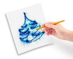Noël arbre La peinture sur blanc Contexte photo