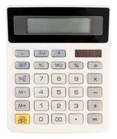 calculatrice avec Vide écran isolé sur blanc Contexte photo