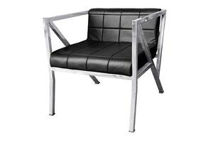 inoxydable acier chaise avec cuir coussin isolé. photo