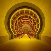 3d le rendu cyber laboratoire tunnel néon Jaune lumières sci Fi futuriste ciment couloir béton photo