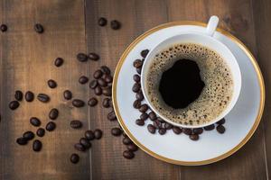 vue de dessus d'une tasse de café photo