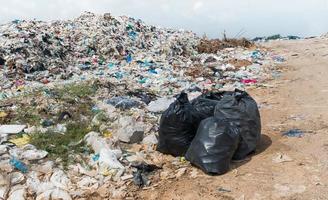 noir des ordures Sacs dans municipal décharge photo