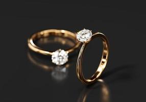 or diamant anneaux mis sur brillant Contexte macro concentrer principale objet 3d le rendu photo