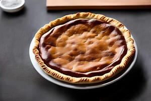 Pomme tarte dans une table esthétique studio tirer pour commercial commercialisation et promotion. photo