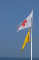 coloré drapeaux indiquant danger et sécurité photo