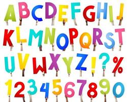 alphabet - Humain mains en portant coloré des lettres photo