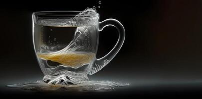 une tasse de thé avec citron illustration conception par génératif ai. photo