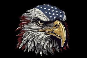 Aigle tête avec américain drapeau modèle indépendance journée anciens combattants journée 4e de juillet photo