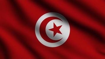 drapeau tunisien agitant au vent avec un arrière-plan de style 3d photo