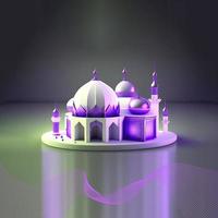 Ramadan kareem 3d mosquée et lampe image pour social médias bannière conception photo