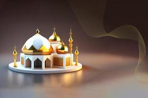 Ramadan kareem 3d mosquée et lampe image pour social médias bannière conception photo