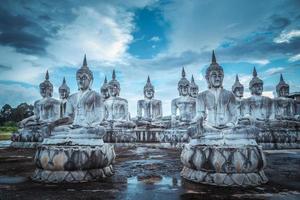 beaucoup statue Bouddha image à le coucher du soleil dans sud de Thaïlande. ancien Ton photo