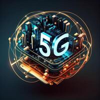 5g sans fil réseau, 5g sans fil réseau avec haute la vitesse connexion, 3d conception - ai généré image photo