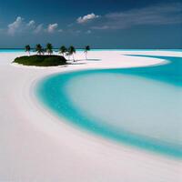 Maldives blanc le sable plage et bleu transparent océan - ai généré image photo