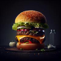 gros juteux néo Hamburger - ai généré image photo