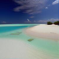 Maldives blanc le sable plage et bleu transparent océan - ai généré image photo