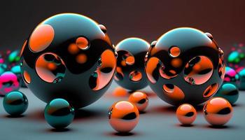 photoréaliste 3d sphères et des balles de différent couleurs. brillant effet 3d scène. photo