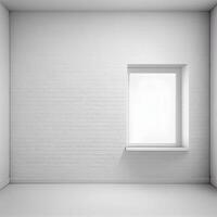blanc brillant spacieux studio avec une grand fenêtre - ai généré image photo