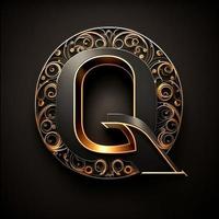 logo pour le lettre q avec une moderne classique style ,3d alphabet sur noir Contexte photo