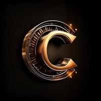 logo pour le lettre c avec une moderne classique style ,3d alphabet sur noir Contexte photo