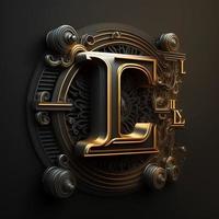 logo pour le lettre l avec une moderne classique style ,3d alphabet sur noir Contexte photo