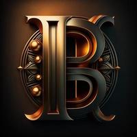 logo pour le lettre b avec une moderne classique style ,3d alphabet sur noir Contexte photo